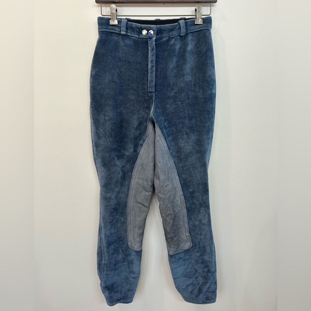 Elizabeth G Woman’s Equestrian Winter Weight Corduroy Blue Size 27.5” Tall